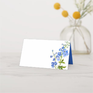 Cartes de mariage de Delphinium peintes en bleu