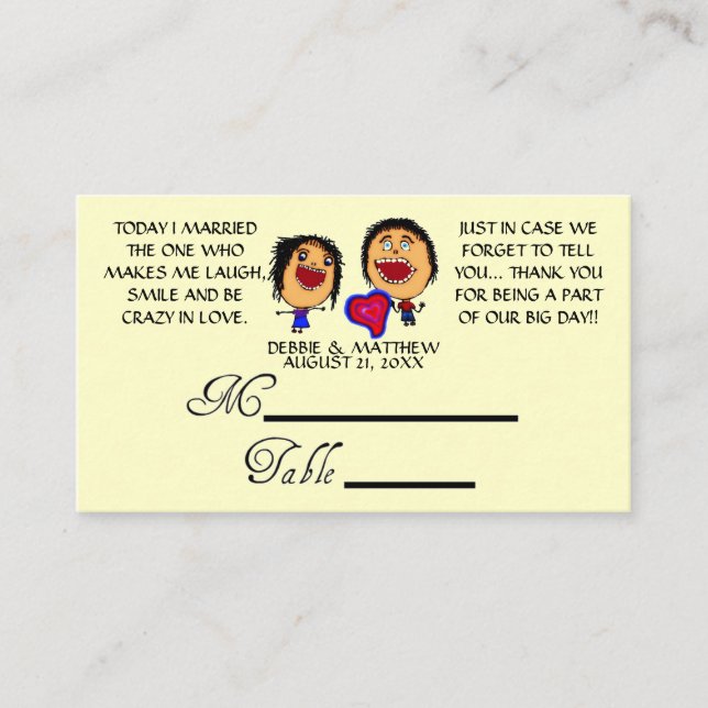 Cartes de Mariage de dessin drôle (Devant)