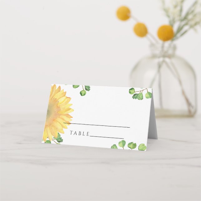 Cartes de mariage de tournesol d'aquarelle (Devant)