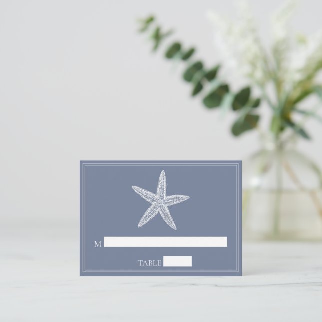 Cartes de Mariage Dusty Blue Starfish (Debout devant)