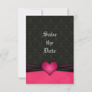 Cartes de mariage en damas rose et noir pour annon