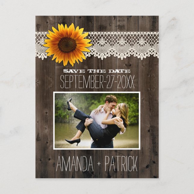Cartes de mariage Fleur de Tournesol en Bois à Pho (Devant)