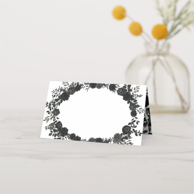 Cartes de Mariage gothique Rose blanc et noir (Devant)