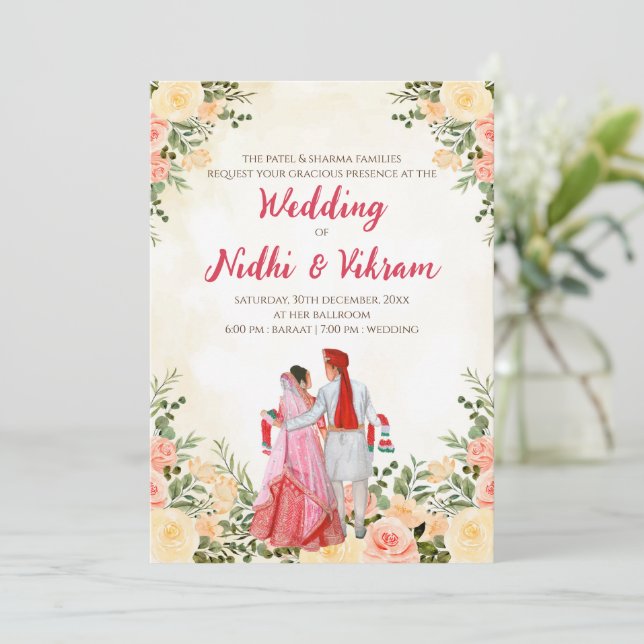 Cartes de mariage indiennes et invitations de mari (Debout devant)