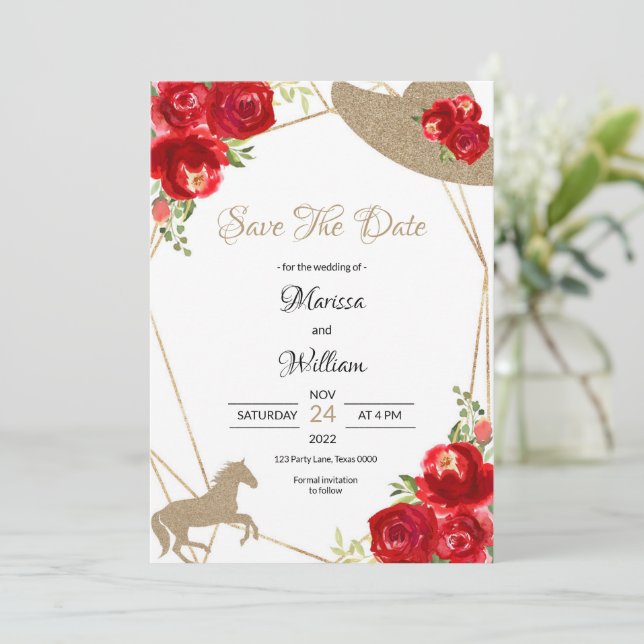 Cartes de mariage Kentucky Derby Save the Date (Debout devant)