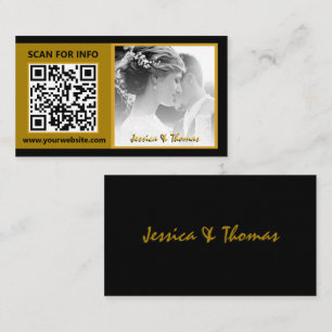 Cartes de Mariage modernes, Code QR, Photo, Noir