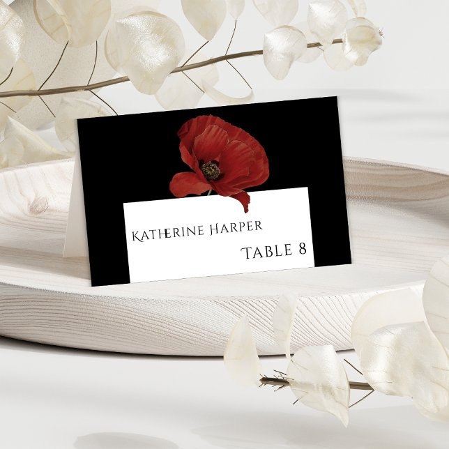 Cartes de Mariage personnalisées Black Red Floral (Créateur téléchargé)