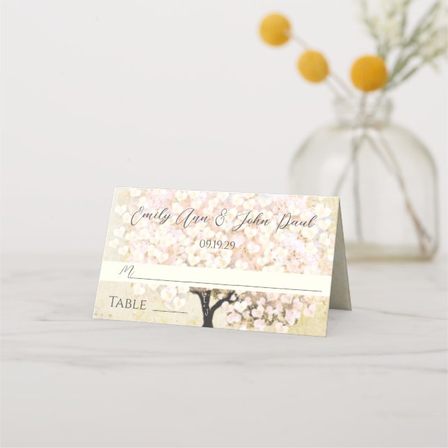 Cartes de Mariage pour feuilles de coeur roses (Devant)