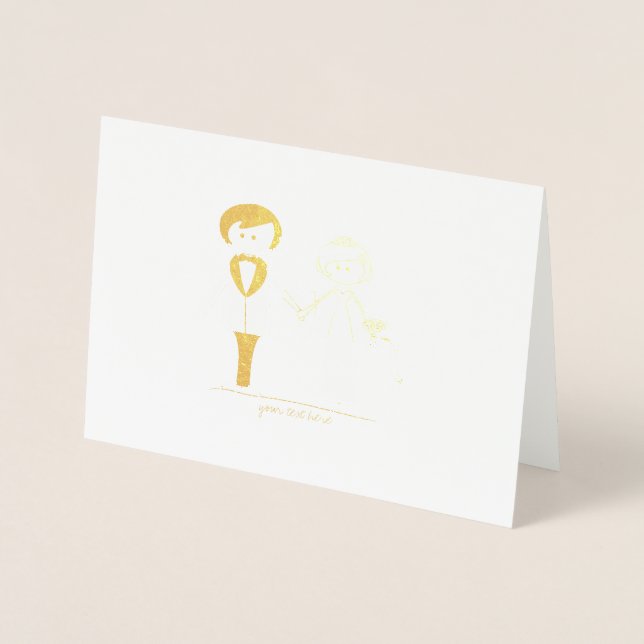 Cartes de mariage pour mariée et mariée en or grav (Devant)