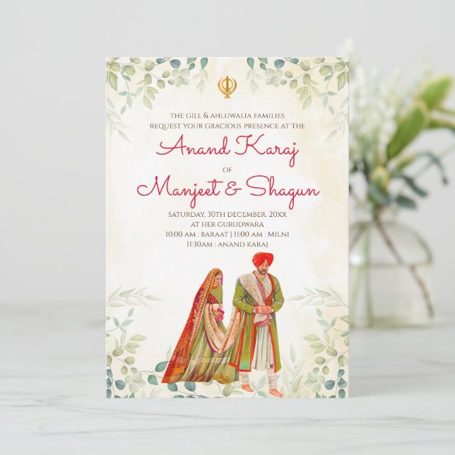 Cartes de mariage punjabi & invitations Anand Kara (Debout devant)