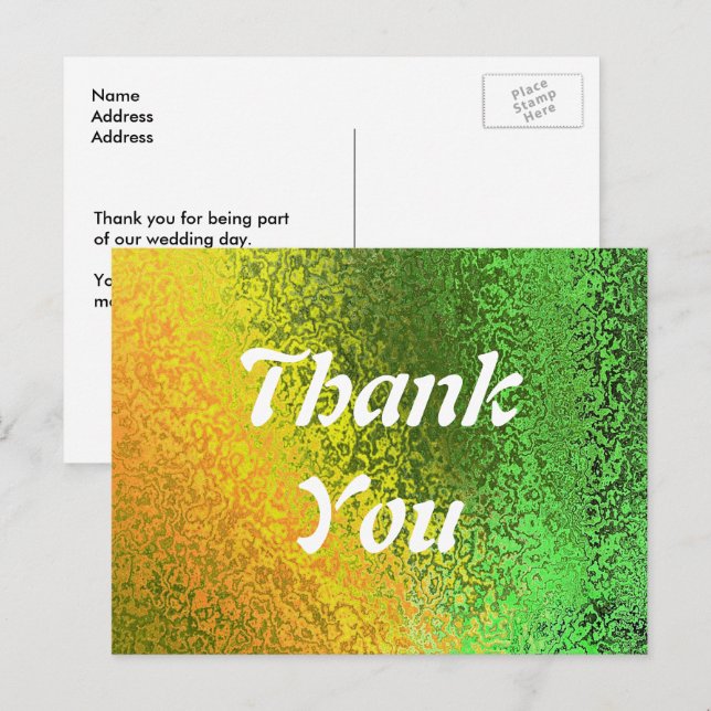 Cartes de mariage Remerciements Vert Jaune Automne (Devant / Derrière)