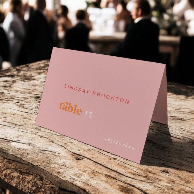 Cartes de Mariage Retro Rose d'été do-it-yourself (Retro Summer Pink Orange DIY Wedding Place Cards)