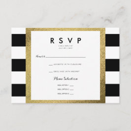 Cartes de mariage RSVP à rayures noires et blanche