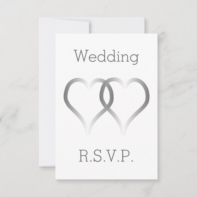 Cartes de mariage RSVP Coeurs d'argent (Devant)