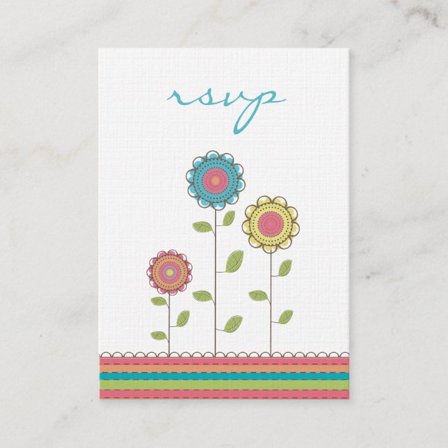 Cartes de mariage RSVP - Fleurs Vectorielles Moder (Devant)