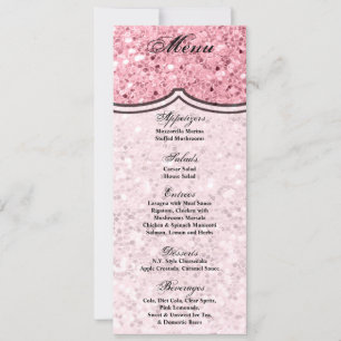 Cartes de menu 4x9.25 Rose Gold Parties scintillan
