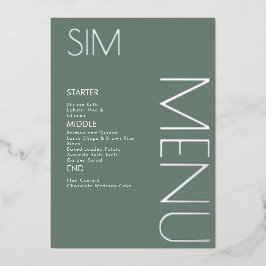 Cartes de menu argentées en relief pour mariage Lo