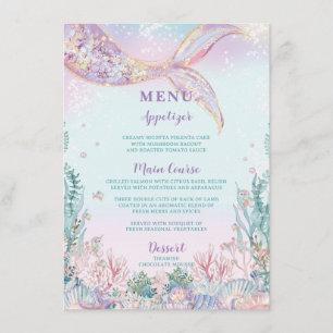 Cartes de menu Budget Ethereal Sirène sous la mer