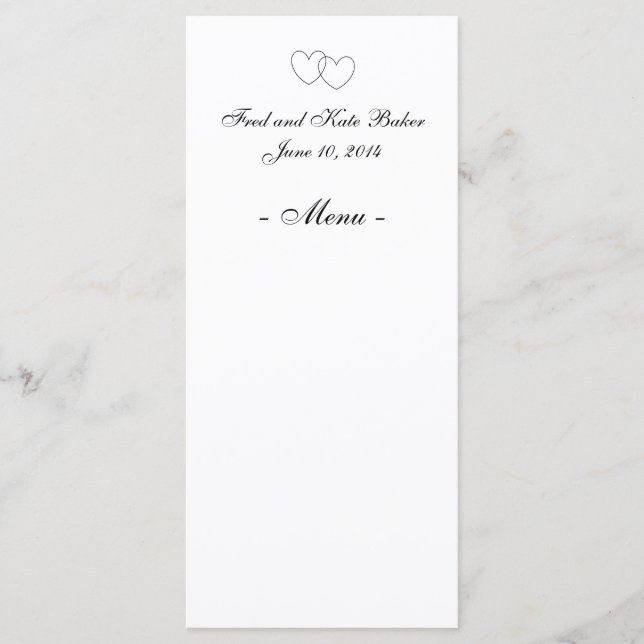 Cartes de menu "Coeurs bloquées" (Devant)