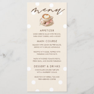 Cartes de menu de Baby Shower sur le thème du café