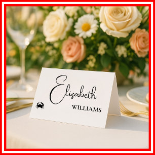 Cartes de menu de crabe de mariage à écriture mode