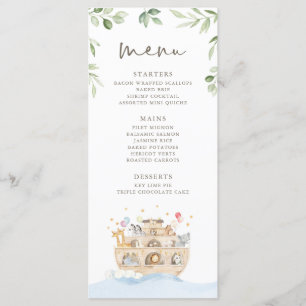 Cartes de menu de l'arche de Noé