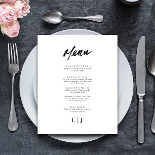 Cartes de Menu de Mariage à l'Écriture Minimaliste