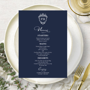 Cartes de menu de mariage à monogramme élégant ble