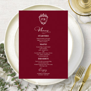 Cartes de menu de mariage à monogramme élégant Bou