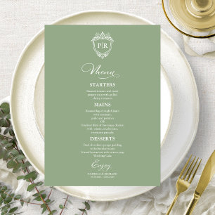 Cartes de menu de mariage à monogramme élégant Ver