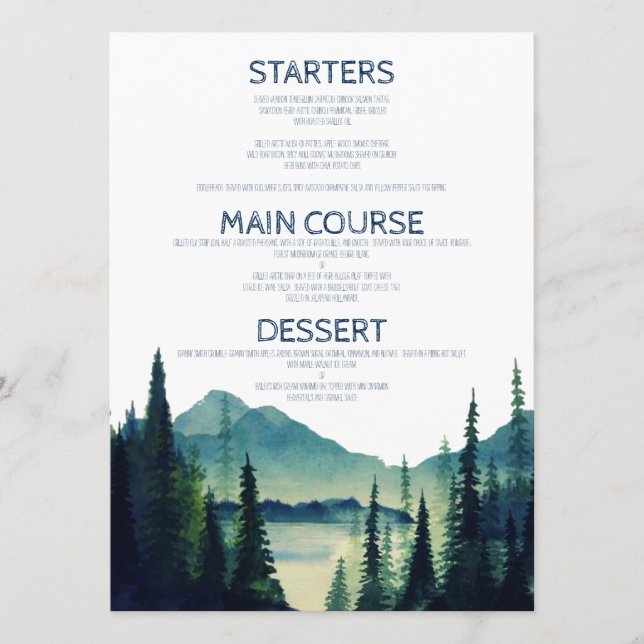 Cartes de menu de mariage camping (Devant)