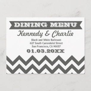 Cartes de menu de mariage de Chevron