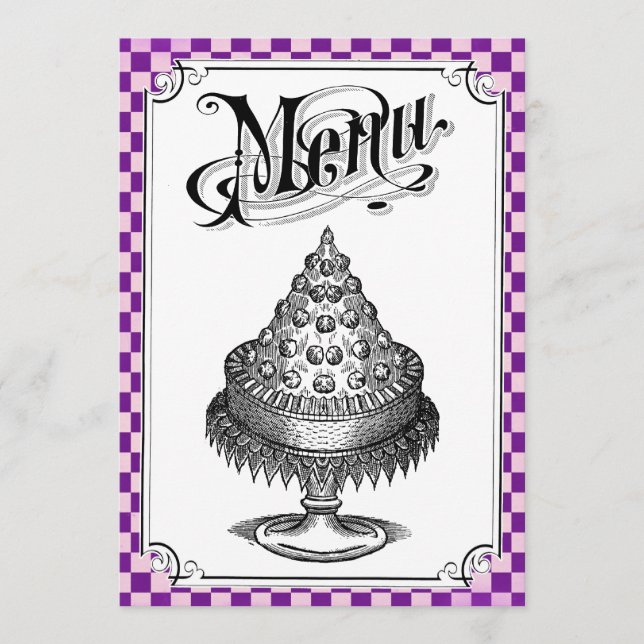 Cartes de menu de mariage de damier de Steampunk (Devant)