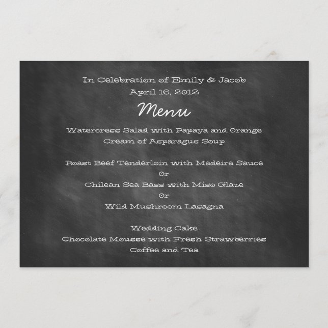 Cartes de menu de mariage de tableau (Devant)
