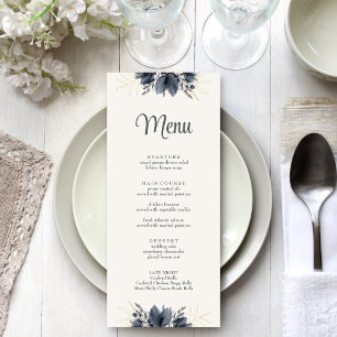 Cartes de Menu de Mariage Fleurs Sombres Douces
