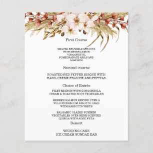 Cartes de menu de mariage floral Bohème Chic