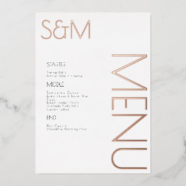 Cartes de menu de mariage initial gras pressé jour
