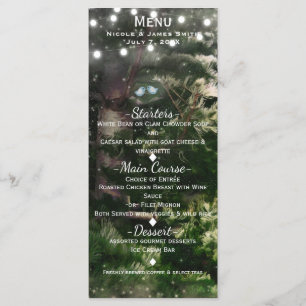 Cartes de menu de mariage nocturne Love Birds + Pi