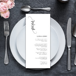 Cartes de Menu de Mariage Noir et Blanc Classiques