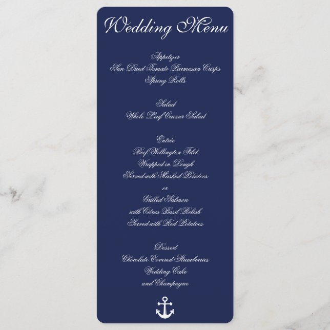 Cartes de menu de mariage personnalisées sur le th (Devant)