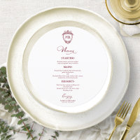 Cartes de menu de mariage rondes à monogramme bord