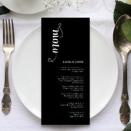 Cartes de menu de mariage simples noir et blanc