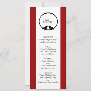 Cartes de Menu de Réception de Mariage d'Inséparab
