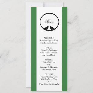 Cartes de menu de réception de mariage Lovebirds
