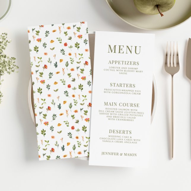 Cartes de menu du mariage à fleurs d'orange (Créateur téléchargé)