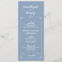Cartes de menu du Mariage de couleur personnalisée