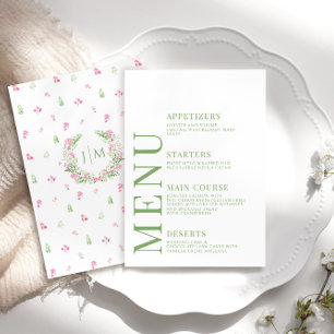Cartes de menu du Mariage de fleurs rose botanique