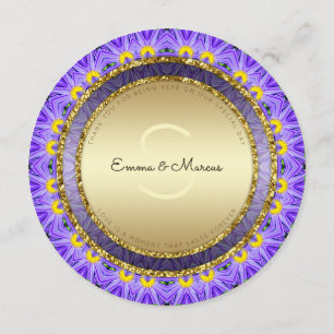 Cartes de menu du Mariage rond floral Boho violet