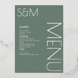 Cartes de menu en argent pressé en gras pour maria