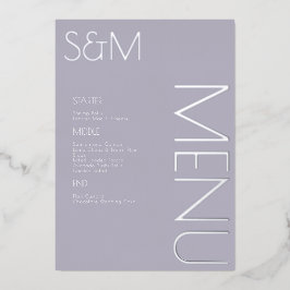 Cartes de menu en argent pressé en gras pour maria